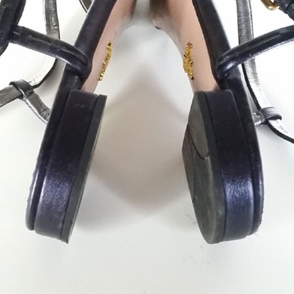PRADA Sandals 38.5 Metallic Leather SZ 8 - Picture 8 of 8
